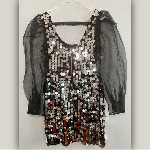 Sequin sparkling sheath black and silver dress NEW - Picture 4 of 9